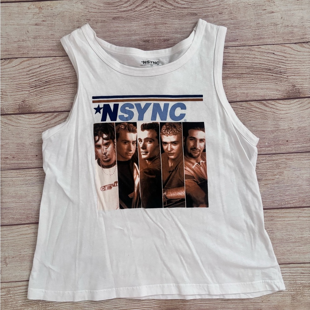 NSYNC White Graphic Band Tank Top - Group Photo